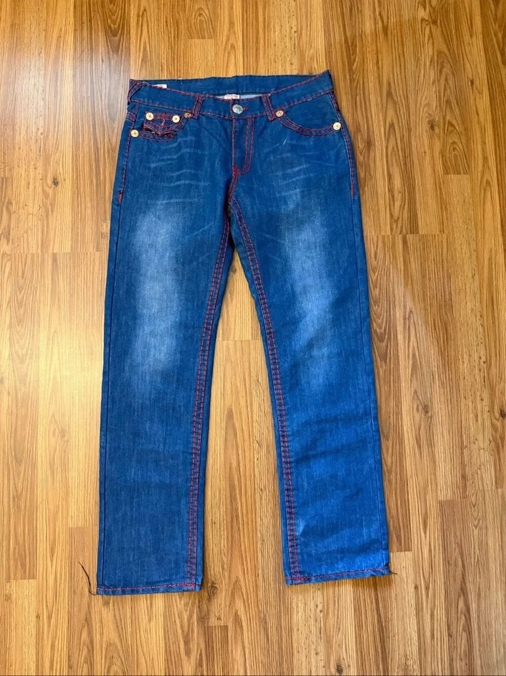 True Religion Men's Billy Super T Seat 34 Cotton Straight Leg Jeans Blue Size 36